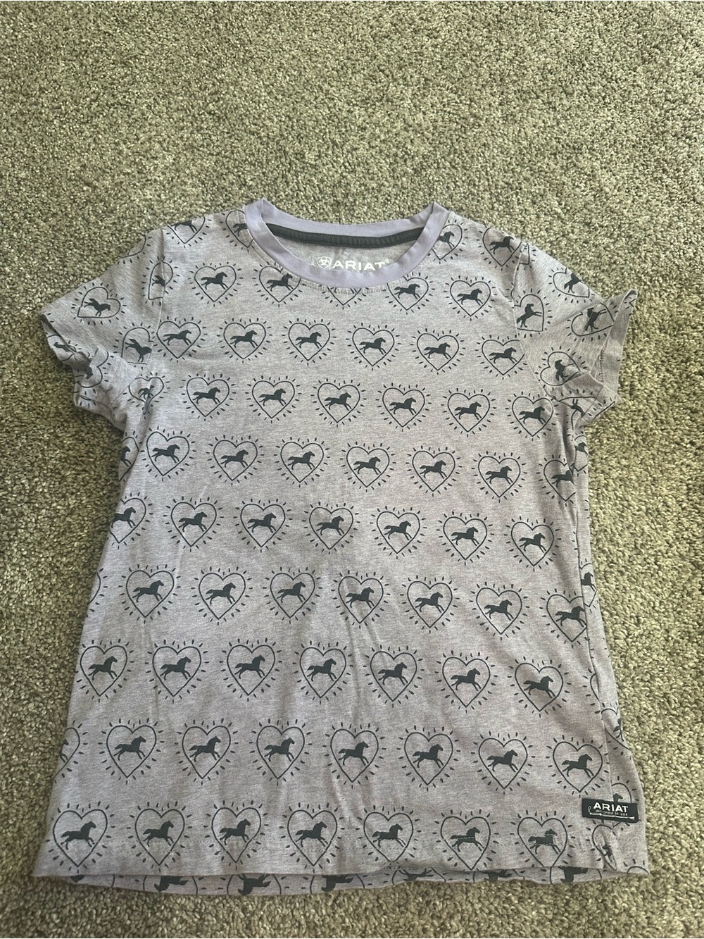 Ariat Girls' Heather Gray Horse Heart Short Sleeve Tee